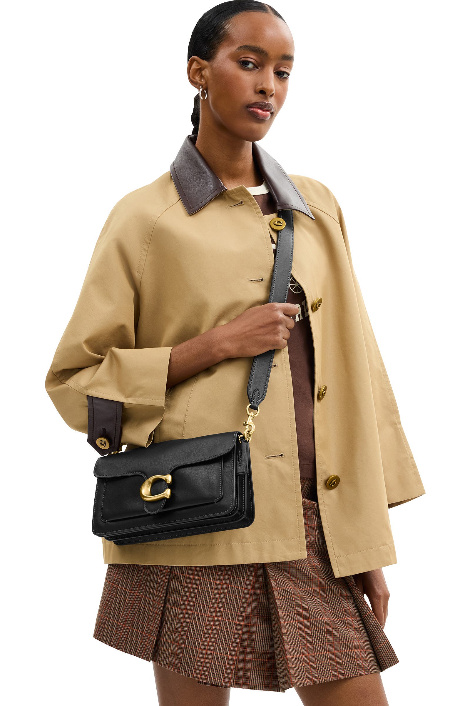 COACH Tabby 26 Leather Shoulder Bag, Alternate, color, B4/Black