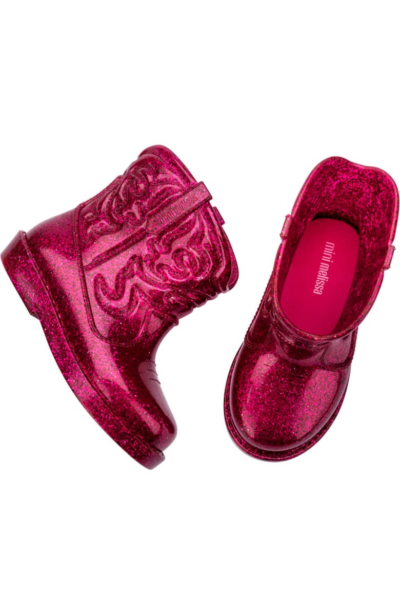 Mini Melissa Kids' Texas Western Boot, Alternate, color, Glitter Pink