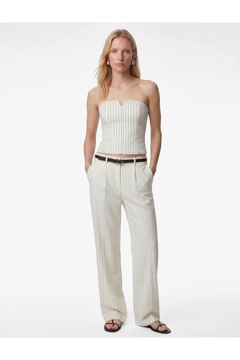 Striped Strapless Silk Blend Corset Top, Main, color, WHITE STRIPE