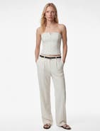 Koton Striped Strapless Silk Blend Corset Top