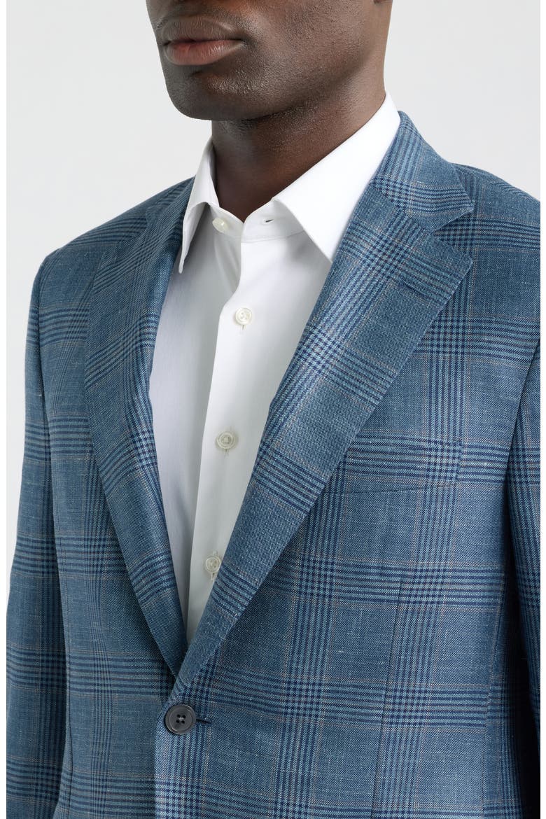 Teal & Blue Plaid Slub Wool Blend Sport Coat, Alternate, color, GREEN/ BLUE