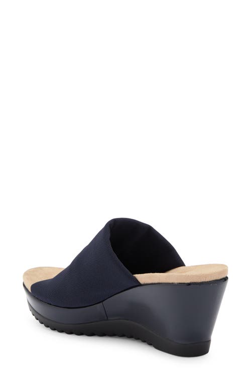 Anne Klein Rellin Wedge Sandal In Navy Mesh