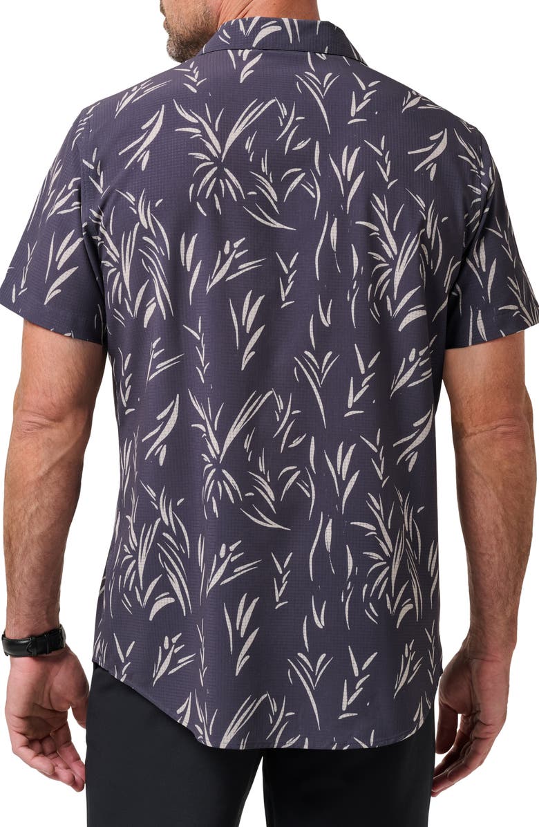 TravisMathew In the Clubhouse Performance Short Sleeve Button Up Shirt, Alternate, color, Ebony