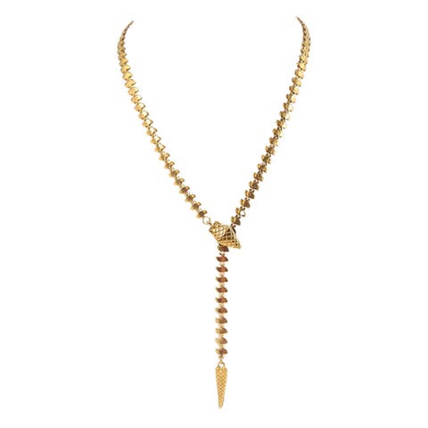 Vintage 1970-80s Goldtone Snake Lariat Necklace
