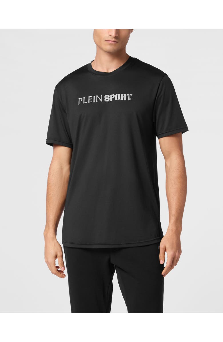 PLEIN SPORT Reflective T-Shirt Round Neck Ss Men, Main, color, Black