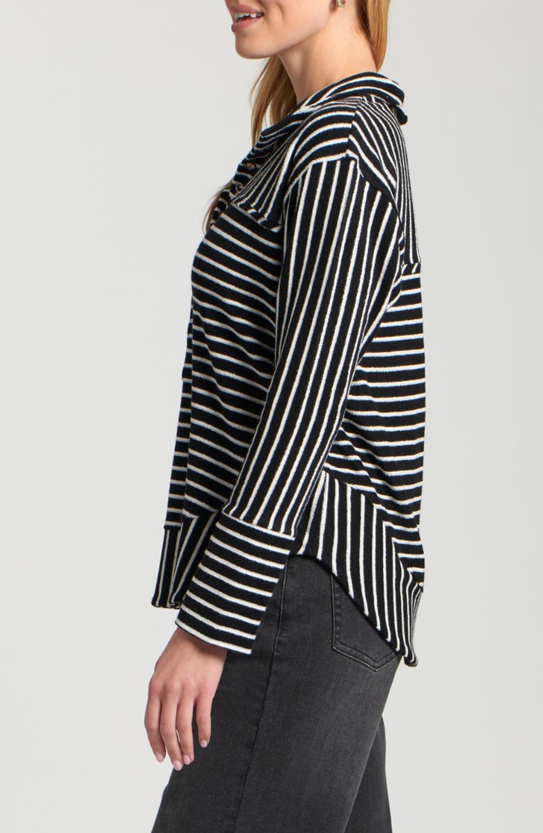 APNY Faux Leather Henley Top, Alternate, color, Black/Off White