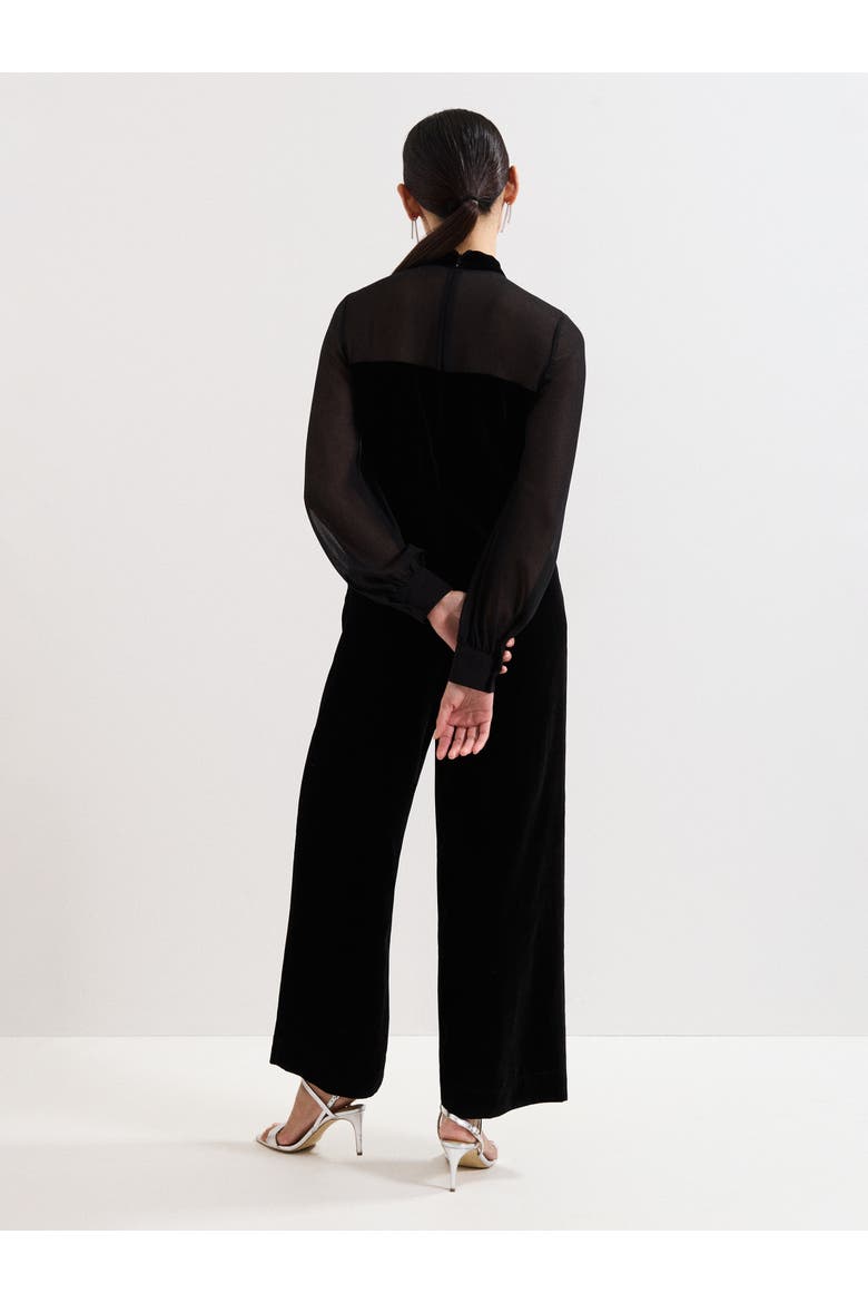 Magie Velvet Tie Neck Jumpsuit, Alternate, color, Black