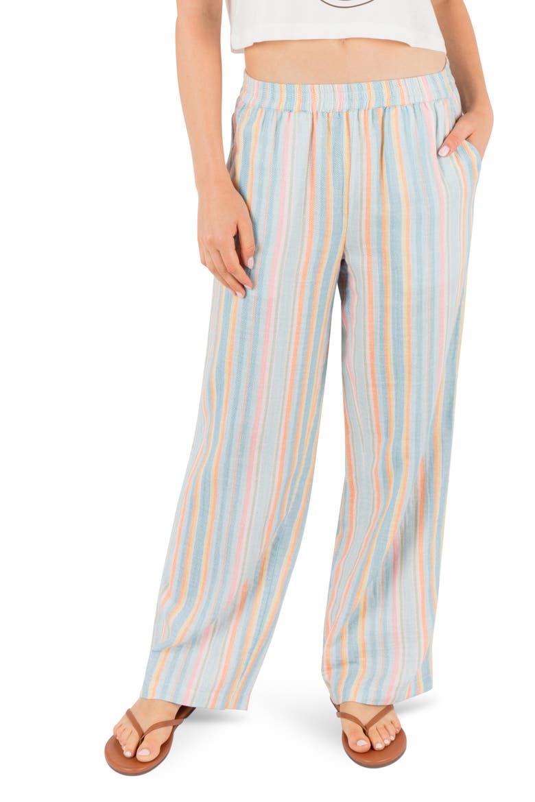 Avalon Stripe Cotton Gauze Wide Leg Pants, Main, color, BLUE MULTI