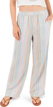 Hurley Avalon Stripe Cotton Gauze Wide Leg Pants