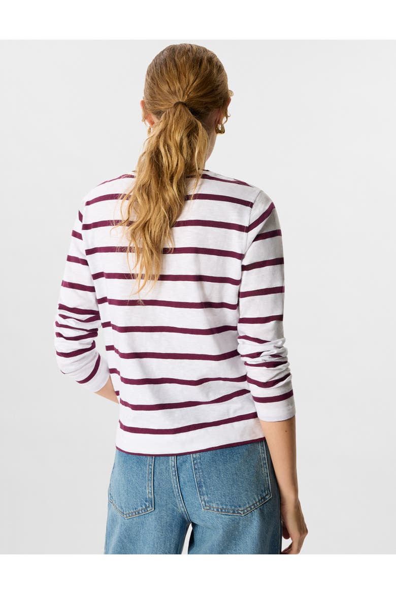 Stripe Crew Neck Pocket Top, Alternate, color, Burg/Multi