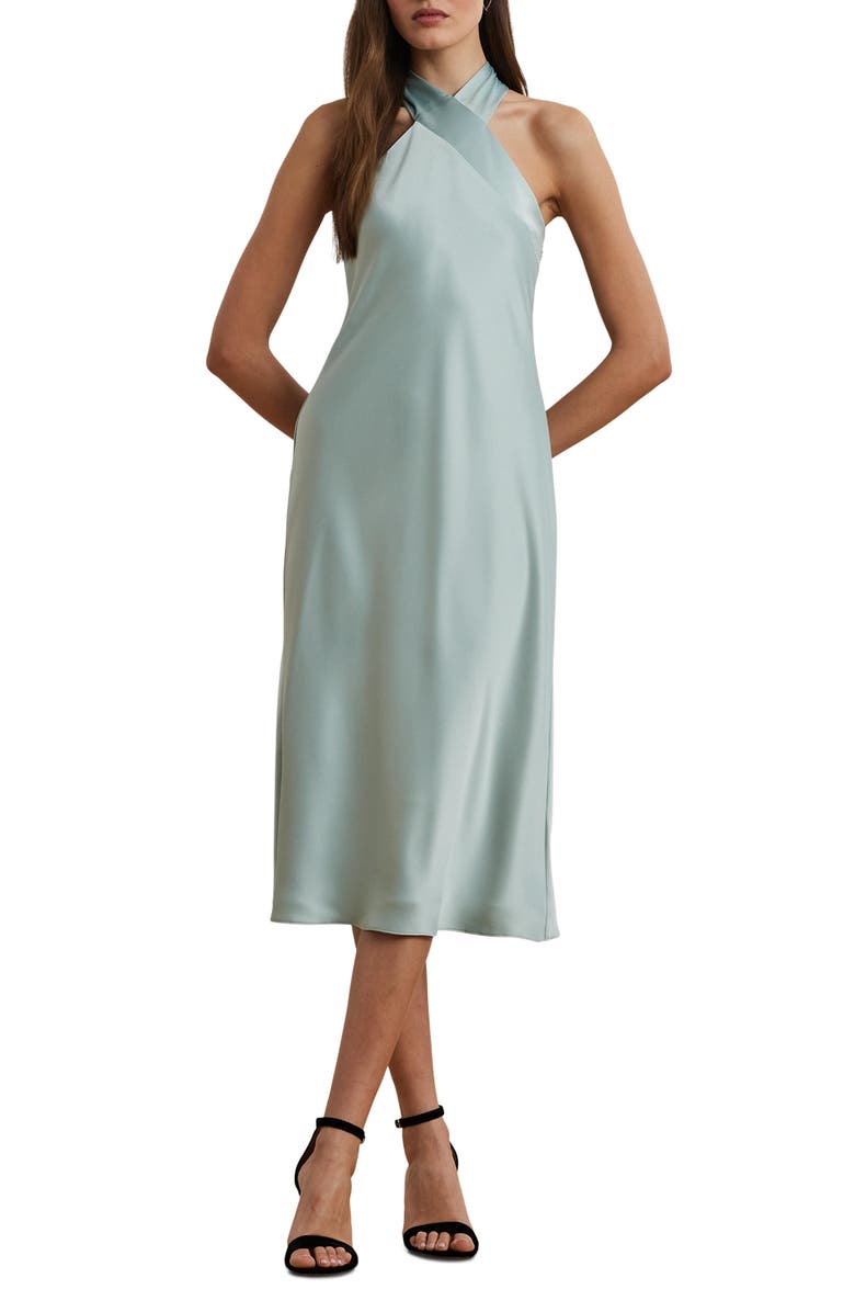 Lauren Ralph Lauren Satin Charmeuse Cocktail Halter Dress, Main, color,