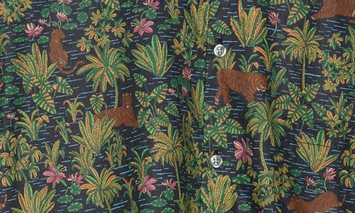 Tori Richard It's A Jungle Short Sleeve Cotton Button-up Shirt In Black