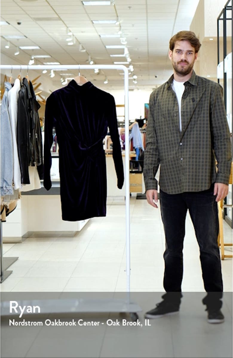 Ruched Long Sleeve Velvet Cocktail Minidress, sales video thumbnail