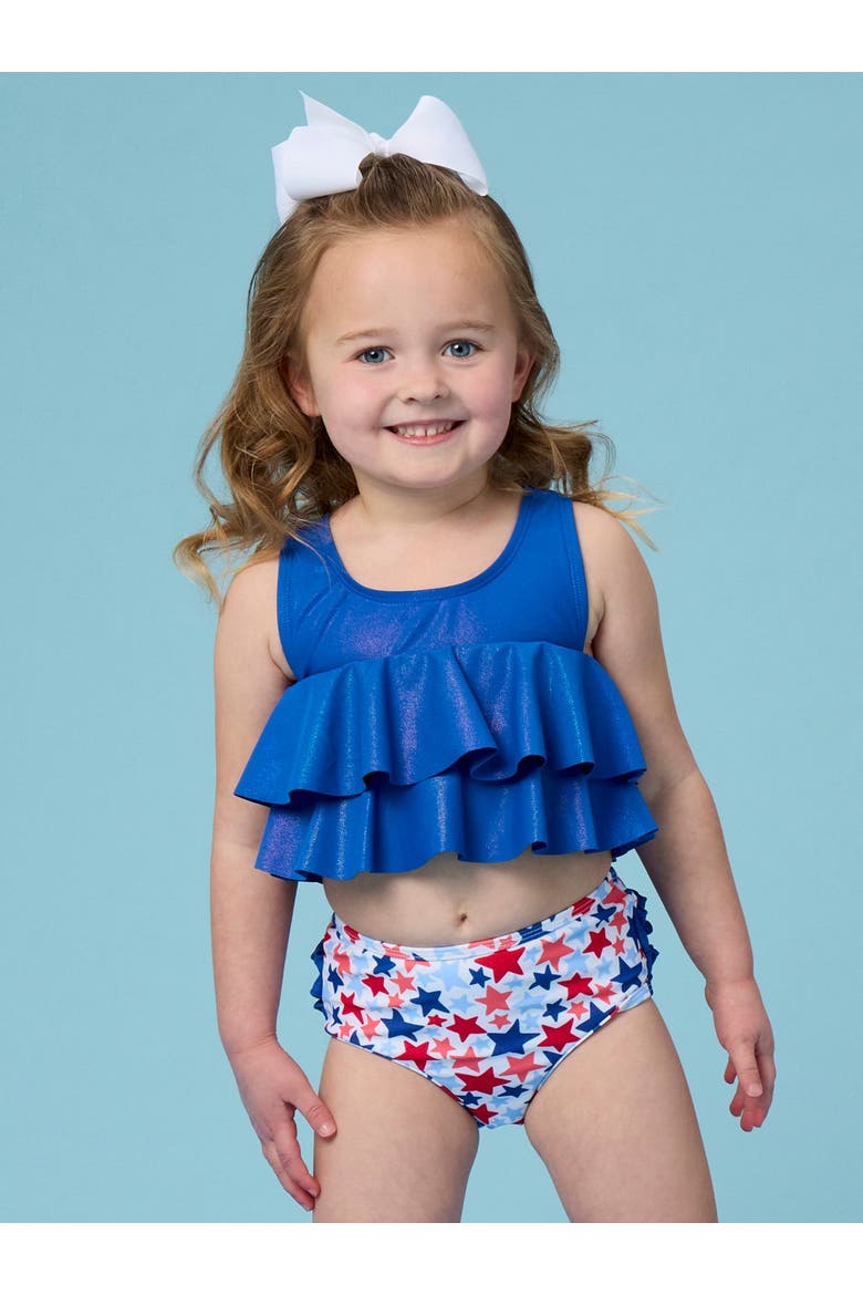 Baby Girls Flounce Bikini, Alternate, color, Shimmer Star-Spangled