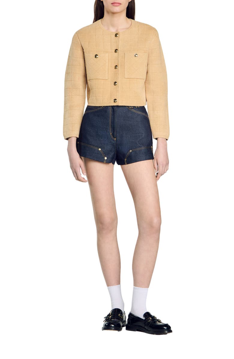 SANDRO Short knit jacket, Main, color, 