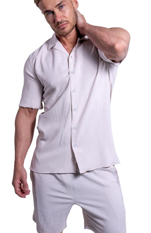 Maceoo Everyday Cream White Short Sleeve Button-up Shirt