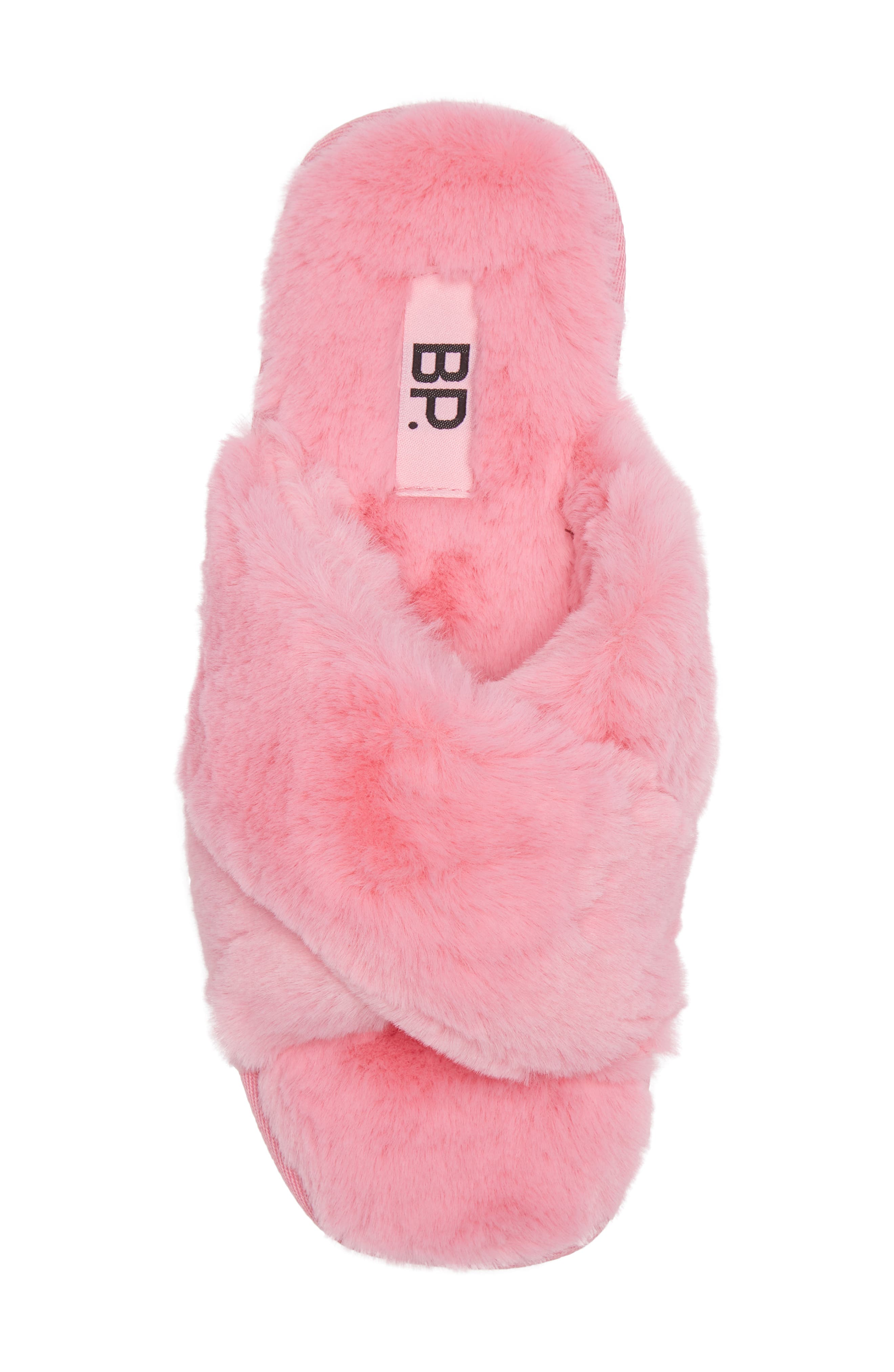 Mae Cross Strap Faux Fur Slipper, Alternate, color, PINK PRISM