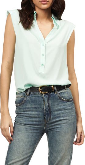 Equipment Nataly Padded Shoulder Sleeveless Silk Top | Nordstrom