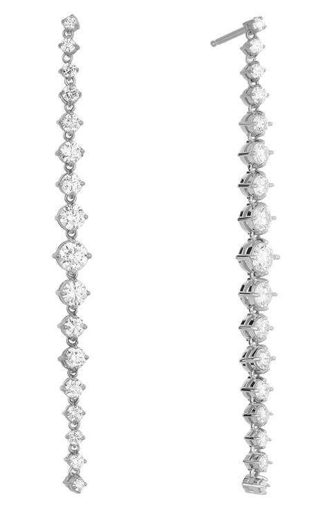 14K Gold & Diamond Linear Drop Earrings