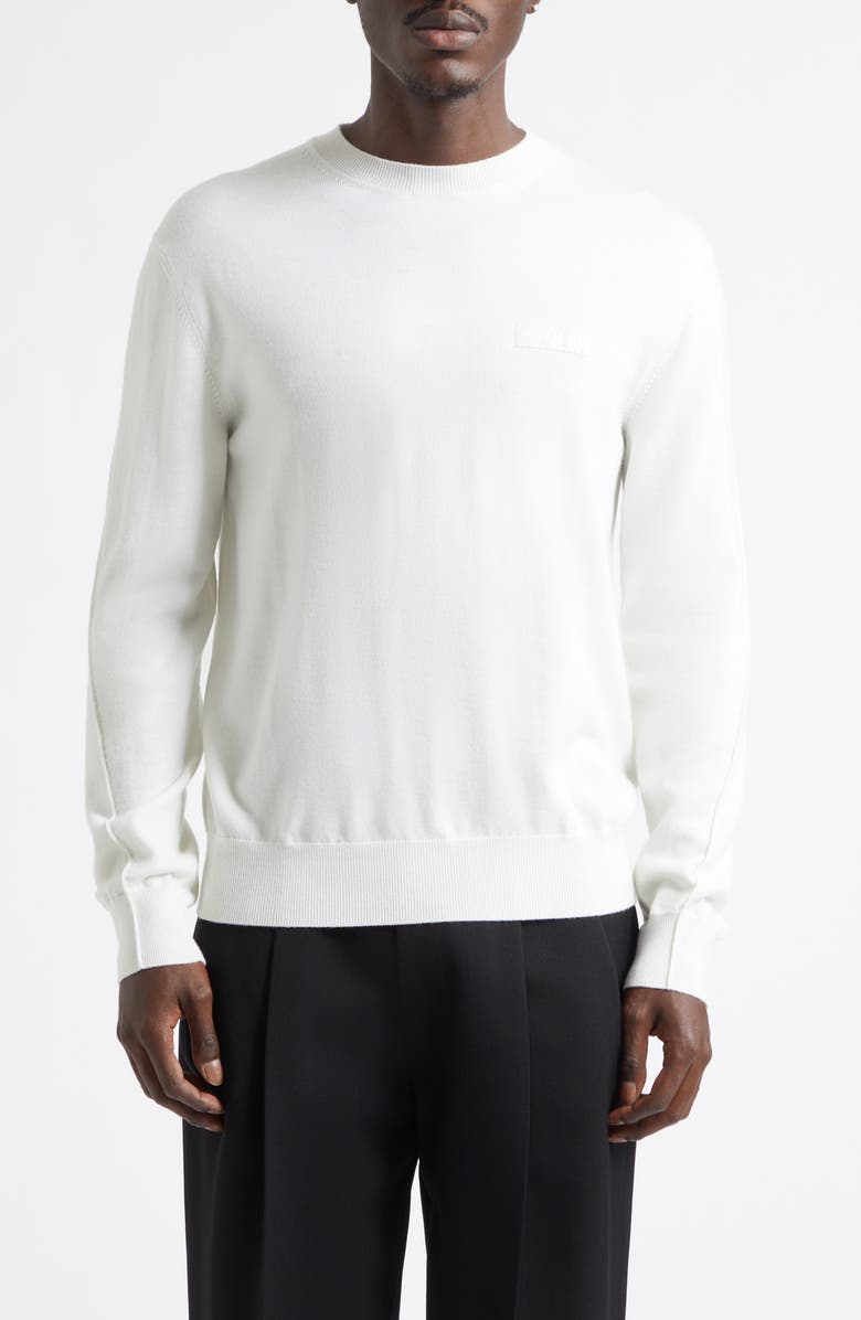 Givenchy Button Tab Cuffs Wool Crewneck Sweater, Main, color, Ivory