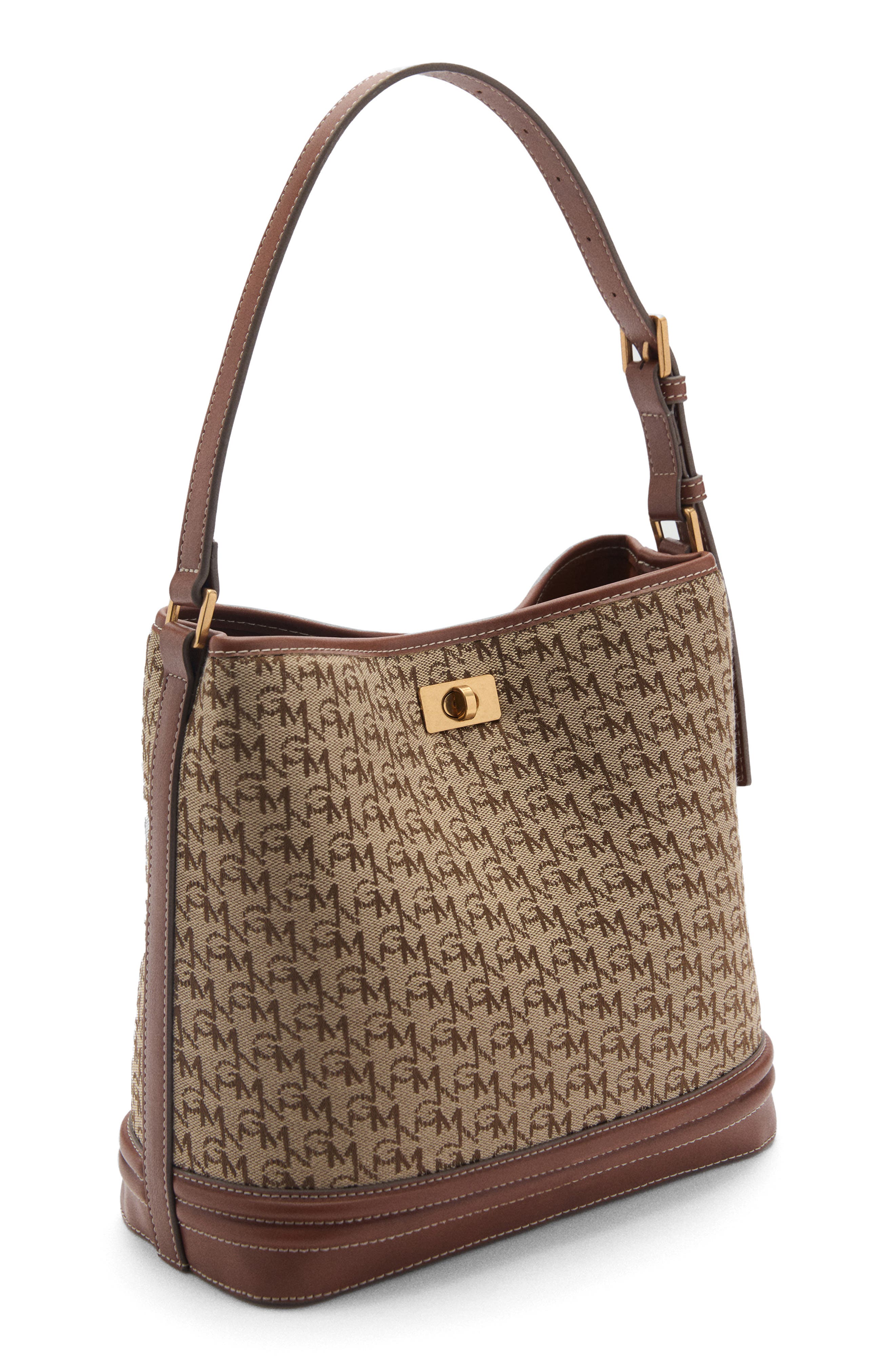 MANGO Medium Logo Jacquard Shopper Bag, Alternate, color, 