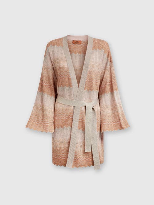 Shop Missoni Zigzag Greek Pattern Cardigan And Belt In Multicoloured