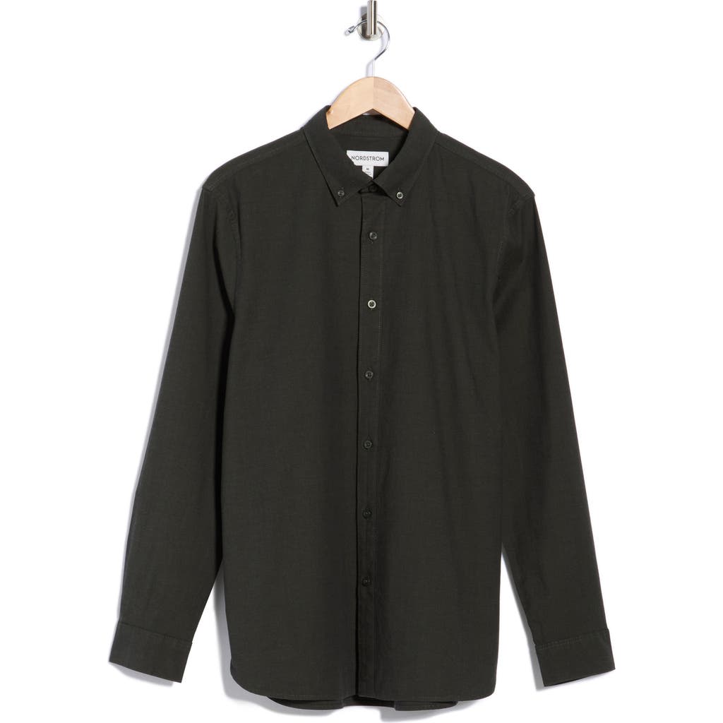 Nordstrom Stretch Cotton Button-down Oxford Shirt In Black