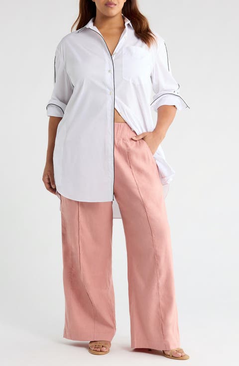 Multitasker Linen Blend Wide Leg Plus Size Pant