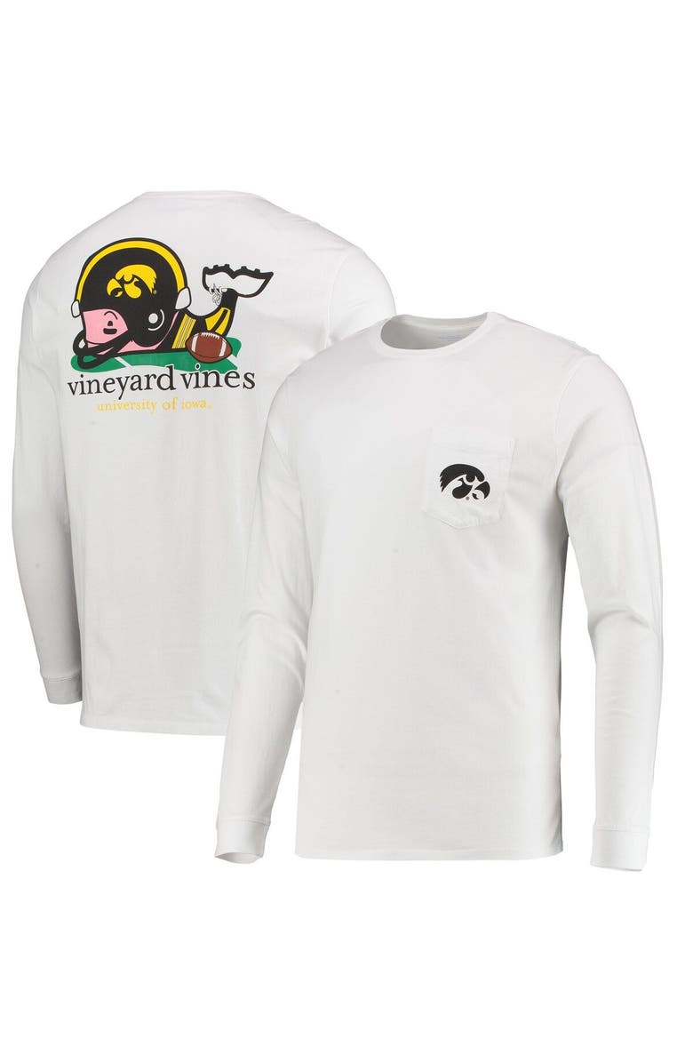 vineyard vines Men's Vineyard Vines White Iowa Hawkeyes Football Whale Long Sleeve T-Shirt, Main, color, 