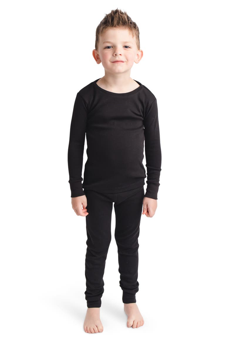 Two-Piece Organic Cotton Pajamas, Alternate, color, BLACK