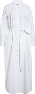 L'AGENCE Ridley Tie Waist Long Sleeve Maxi Shirtdress