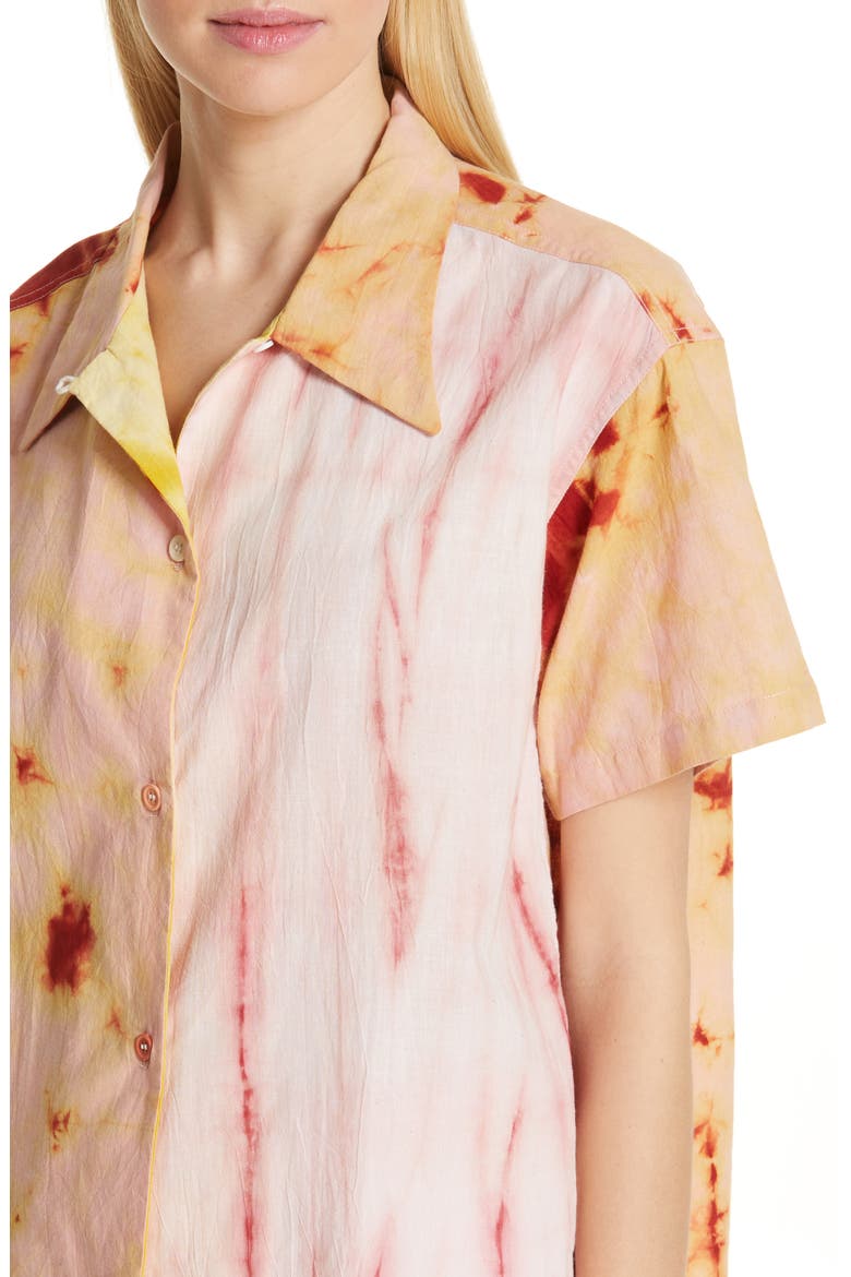 Shorty Tie Dye Cotton Shirt, Alternate, color, RASPBERRY RIPPLE