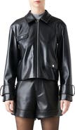 Grey Lab Faux Leather Zip Crop Jacket