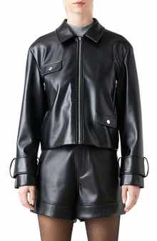 Faux Leather Zip Crop Jacket