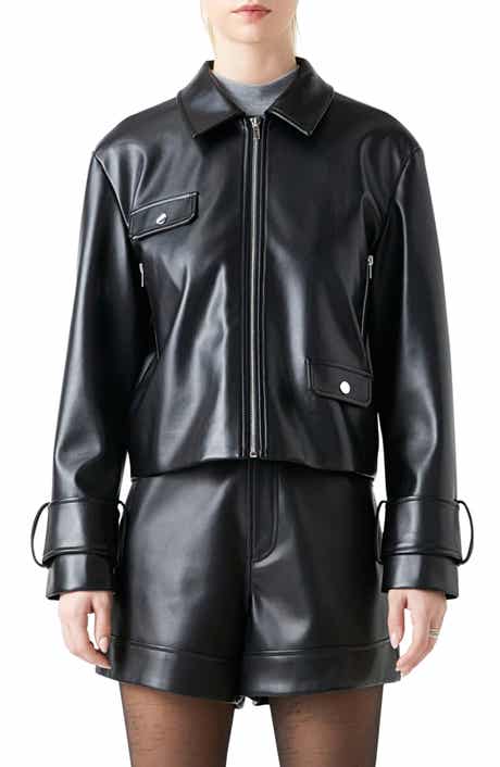 Faux Leather Zip Crop Jacket