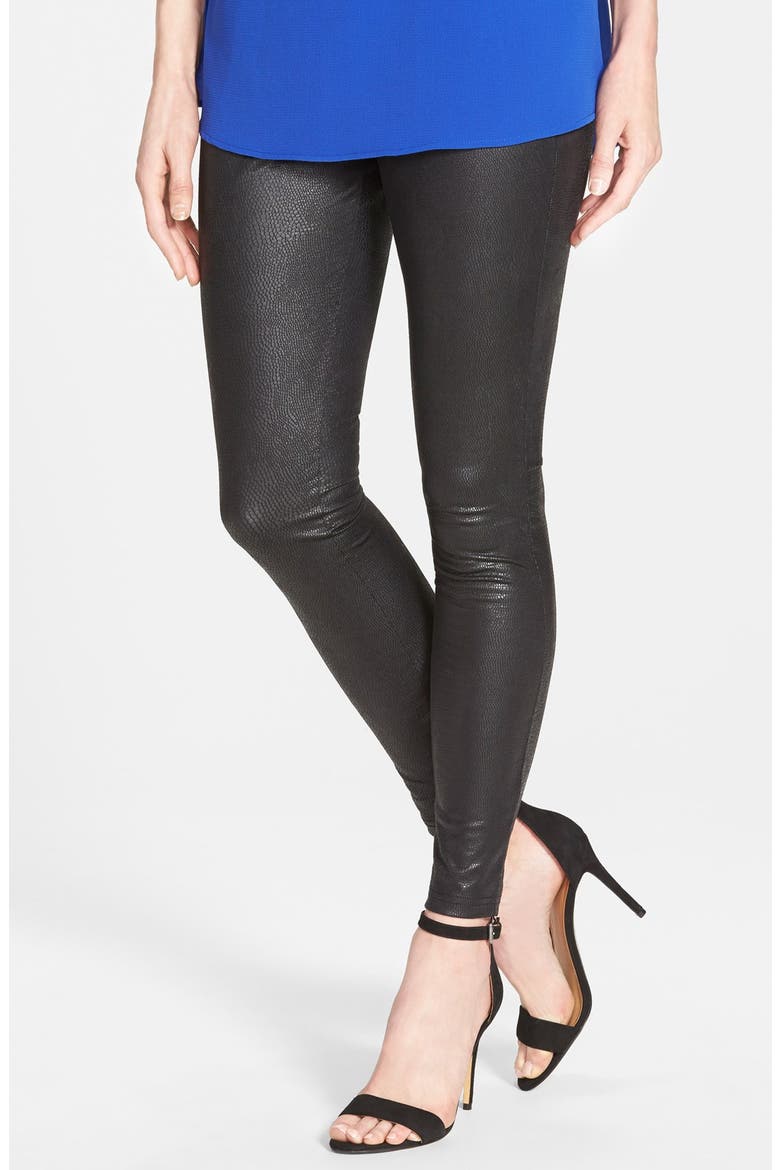 Python Texture Coated Leatherette Leggings, Main, color, BLACK
