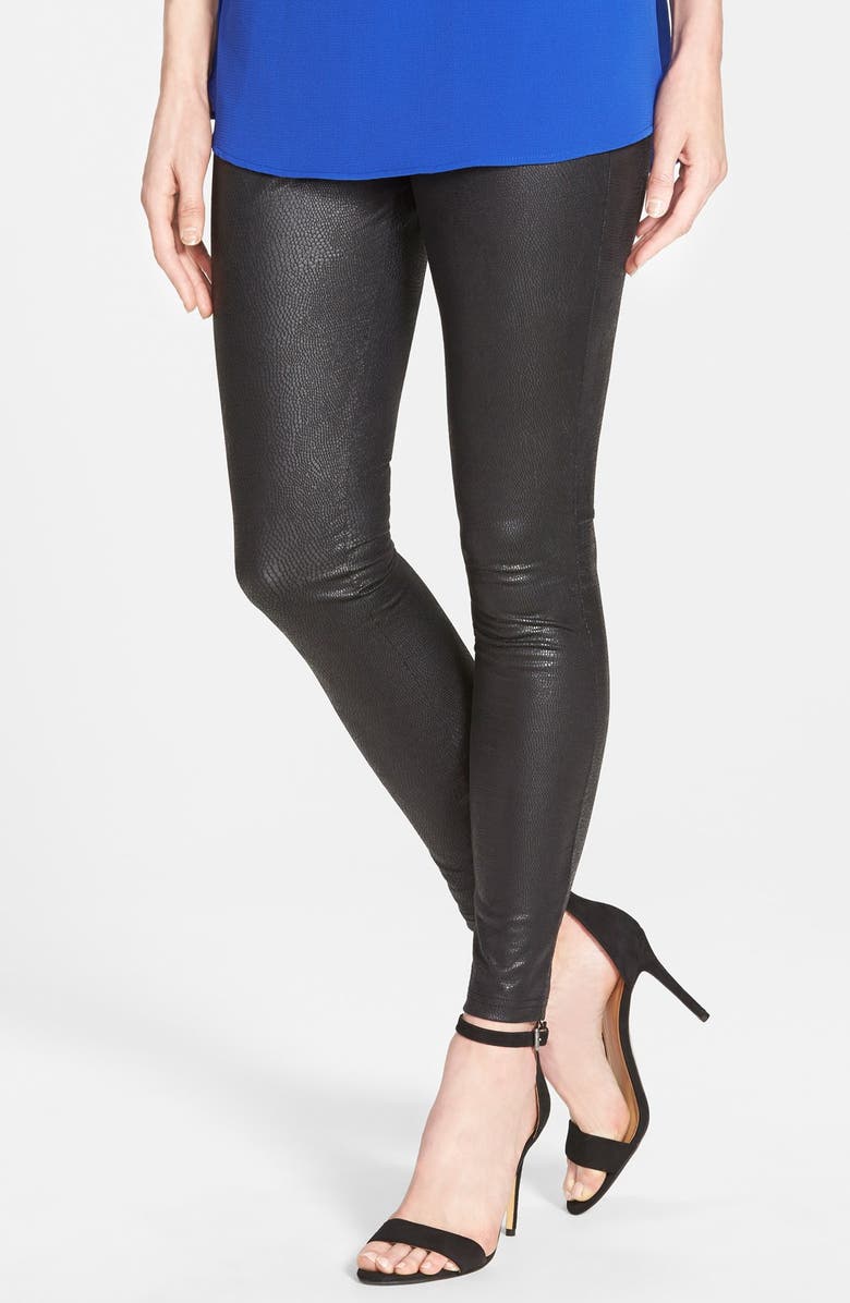 Hue Python Texture Coated Leatherette Leggings, Main, color,