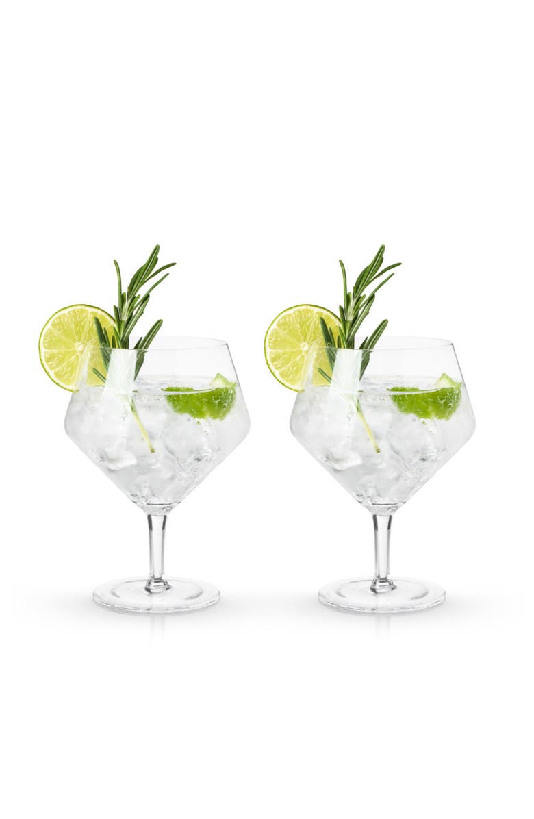 Viski Raye Crystal Angled Gin & Tonic Glasses Set of 2, Alternate, color, Clear
