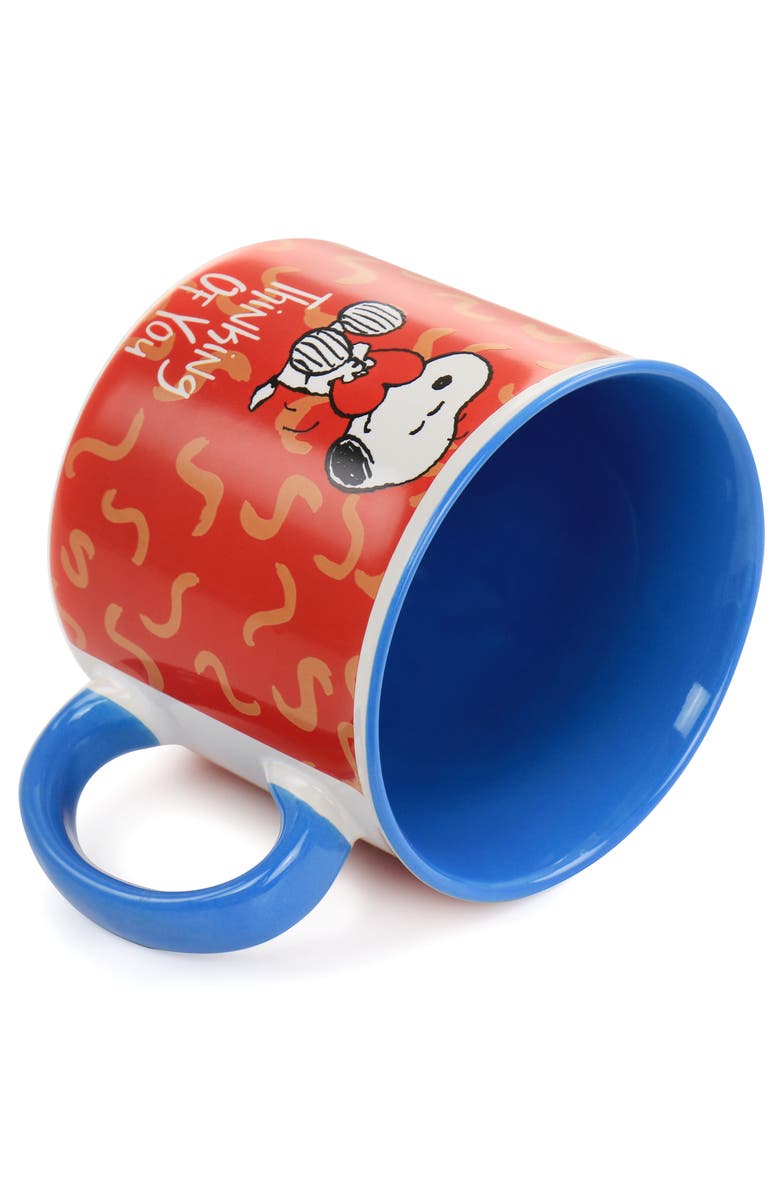 Gibson Snoopy Songs 4 Piece 21oz Stoneware Mug Set, Alternate, color, Red