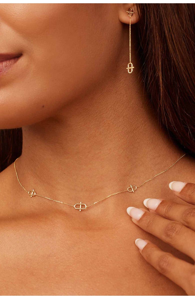 Oradina 14K Gold Harmony Station Necklace, Alternate, color, Yellow Gold