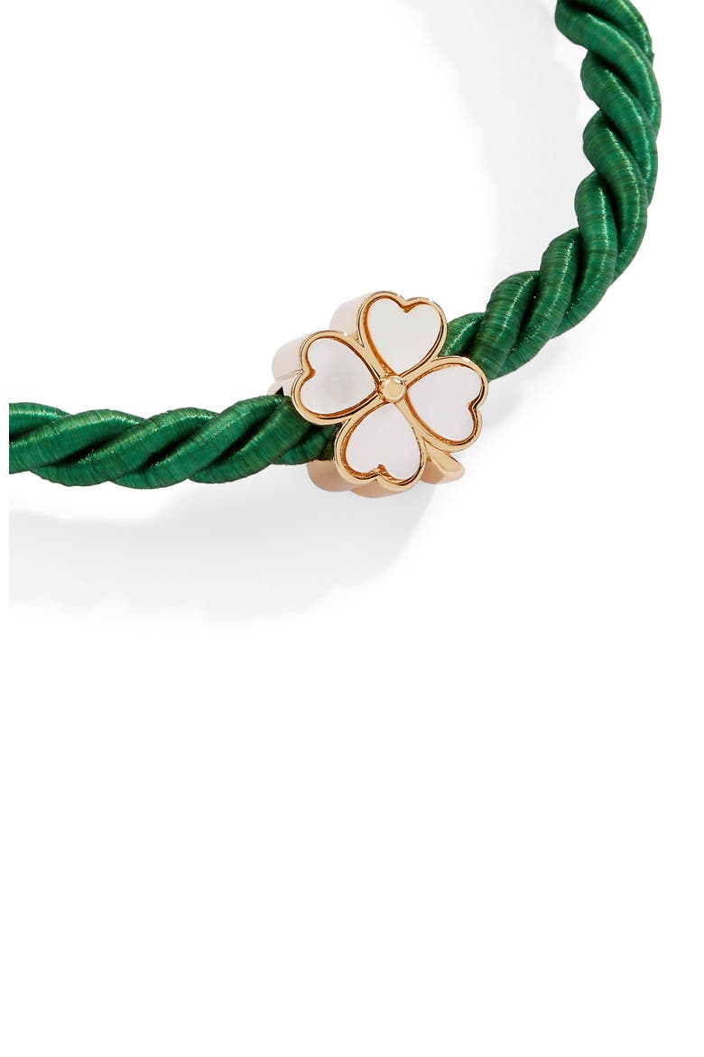 Four Leaf Clover Cord Bracelet, Alternate, color, Green