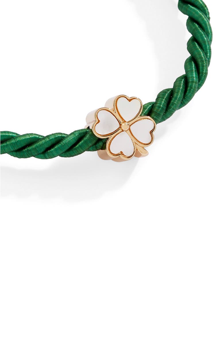 Alex and Ani Four Leaf Clover Cord Bracelet, Alternate, color, Green