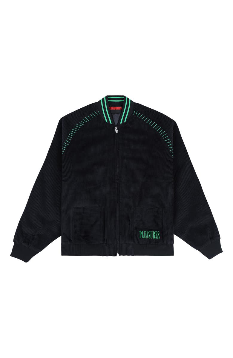 PLEASURES Strikeout Corduroy Bomber Jacket, Alternate, color, Black