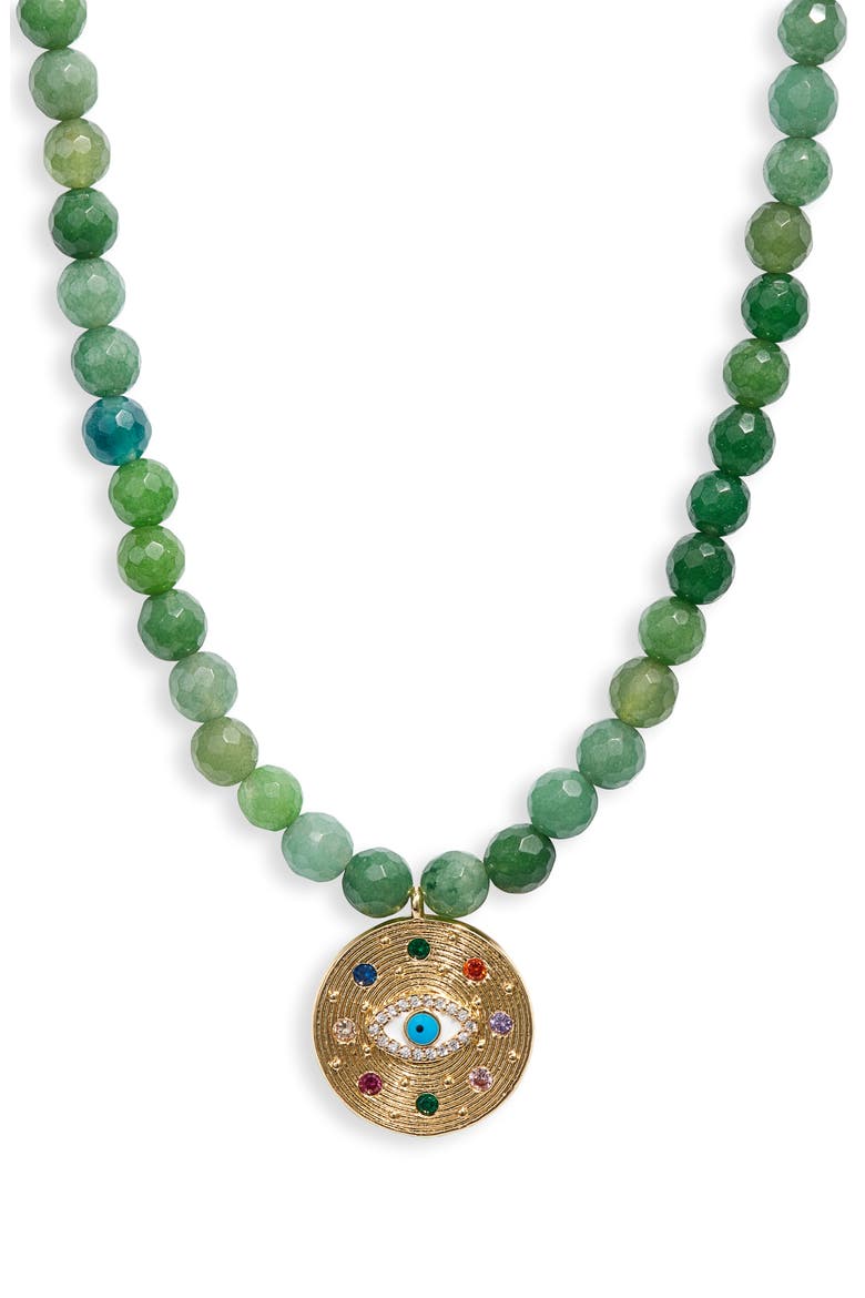 Eyes on Me Jade Necklace, Main, color, GREEN/ GOLD