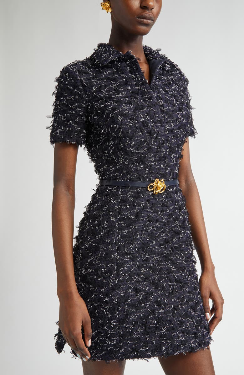 Oscar de la Renta Eyelash Tweed A-Line Cocktail Dress, Alternate, color,
