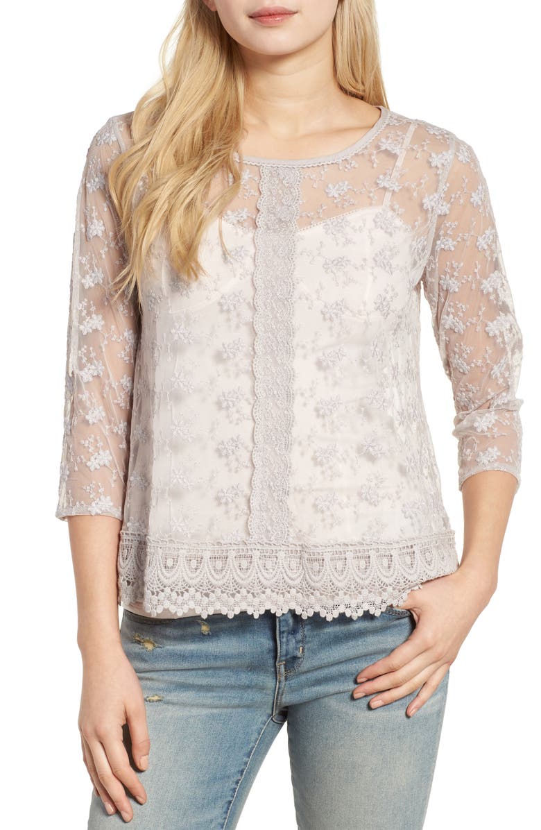 Hinge Embroidered Mesh Top, Main, color, 