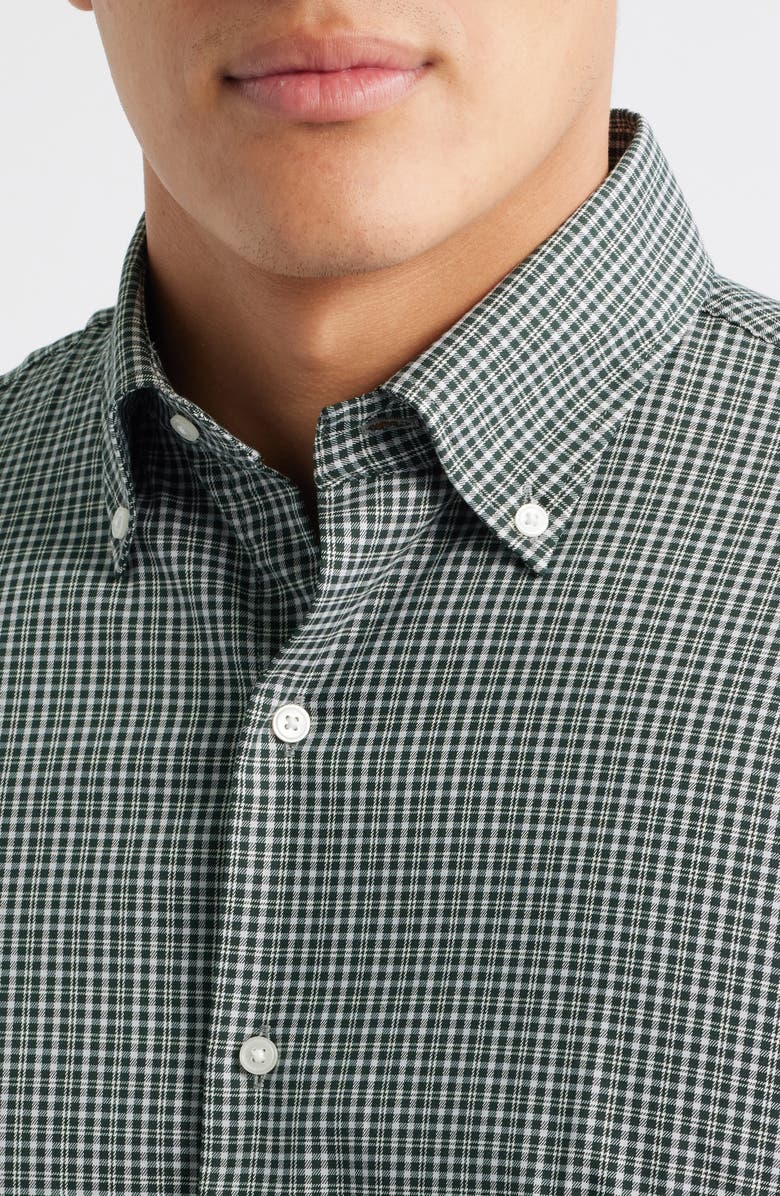 Peter Millar Stowe Crown Lite Check Performance Twill Button-Down Shirt, Alternate, color, Deep Verdant