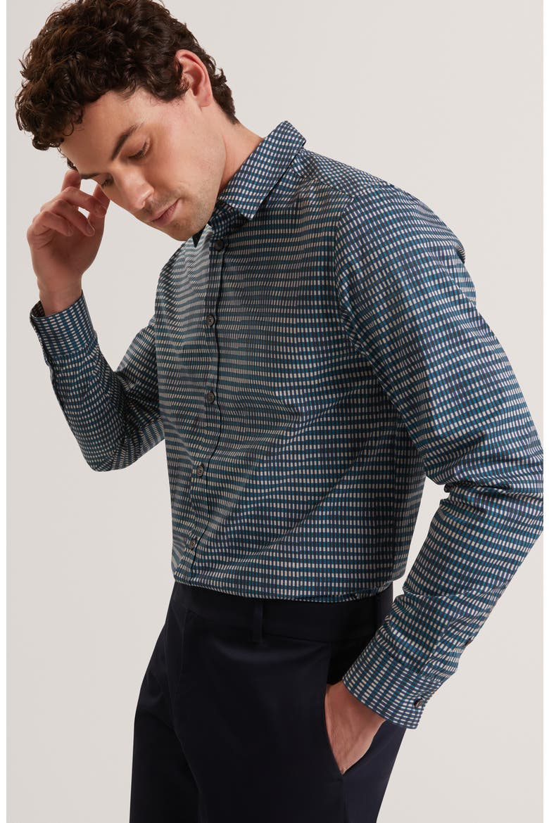 Huayna Long Sleeve Regular Fit Button-Up Shirt, Alternate, color, TEAL-BLUE