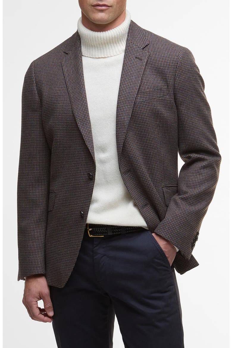 Holloway Micro Houndstooth Brushed Wool Blend Sport Coat, Main, color, BROWN