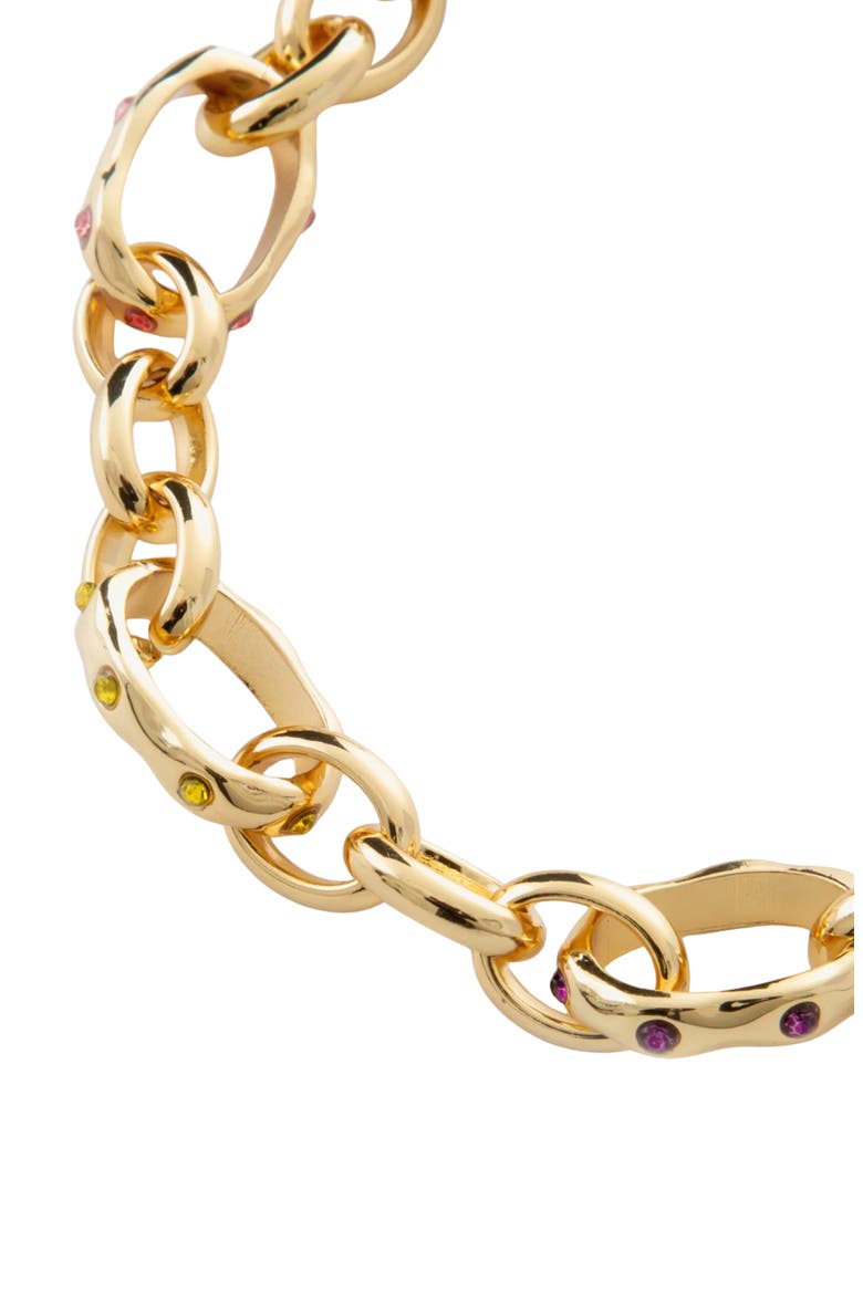 Multicolor Cubic Zirconia Chain Bracelet, Alternate, color, GOLD